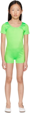 Crlnbsmns Kids Green Scoop Neck Bodysuit In 5007 Neon Green