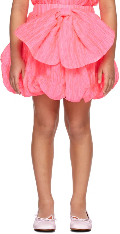 Crlnbsmns Kids Pink Bow Skirt In 3007 Neon Pink