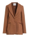 Croche Crochè Woman Blazer Camel Size L Polyester, Elastane In Sand