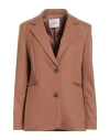 Croche Crochè Woman Blazer Camel Size L Polyester, Viscose, Elastane In Sand