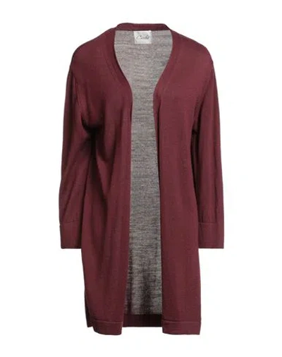 Croche Crochè Woman Cardigan Burgundy Size L Wool, Acrylic In Red