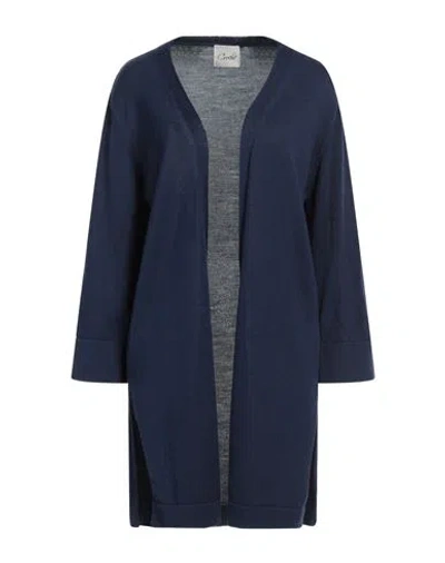 Croche Crochè Woman Cardigan Midnight Blue Size M Wool, Acrylic