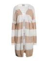 Croche Crochè Woman Cardigan Sand Size M Linen, Polyamide In Beige