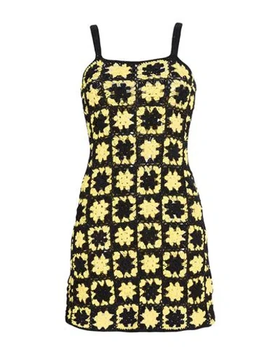 Cro-che Woman Mini Dress Black Size Xs Cotton