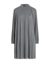 Croche Crochè Woman Mini Dress Silver Size L Polyester, Viscose, Polyamide, Metallic Polyester, Elastane In Gray
