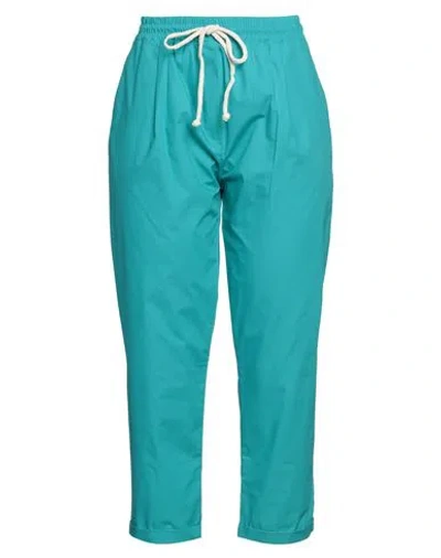 Croche Crochè Woman Pants Turquoise Size L Cotton In Blue