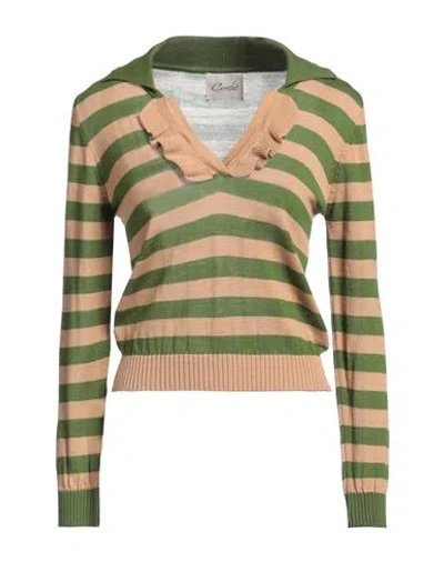 Croche Crochè Woman Sweater Camel Size L Merino Wool, Acrylic In Beige