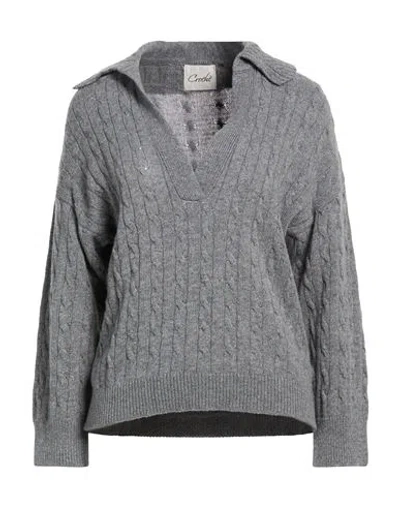 Croche Crochè Woman Sweater Grey Size L Polyamide, Viscose, Wool, Cashmere In Gray