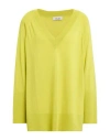 Croche Crochè Woman Sweater Lime Green Size M Merino Wool In Animal Print