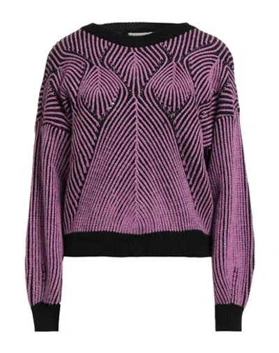 Croche Crochè Woman Sweater Mauve Size M Acrylic, Viscose, Wool, Alpaca Wool In Purple
