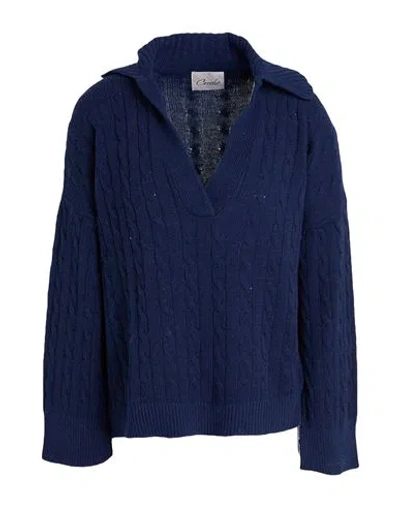 Croche Crochè Woman Sweater Navy Size L Polyamide, Viscose, Wool, Cashmere In Blue