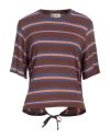 Croche Crochè Woman T-shirt Brown Size L Viscose, Elastane In Brown