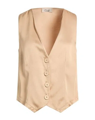 Croche Crochè Woman Tailored Vest Sand Size L Viscose In Brown