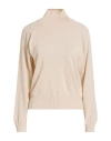 Croche Crochè Woman Turtleneck Beige Size L Merino Wool, Acrylic In Nude
