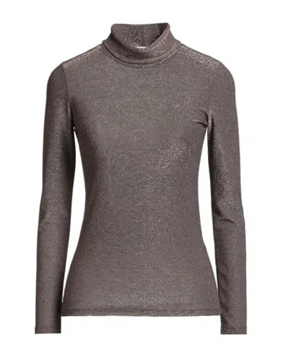 Croche Crochè Woman Turtleneck Bronze Size L Polyester, Viscose, Polyamide, Metallic Polyester, Elastane