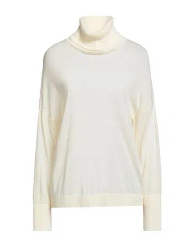 Croche Crochè Woman Turtleneck Cream Size M Merino Wool, Acrylic In White