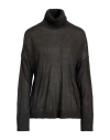 Croche Crochè Woman Turtleneck Dark Brown Size M Wool, Acrylic In Black
