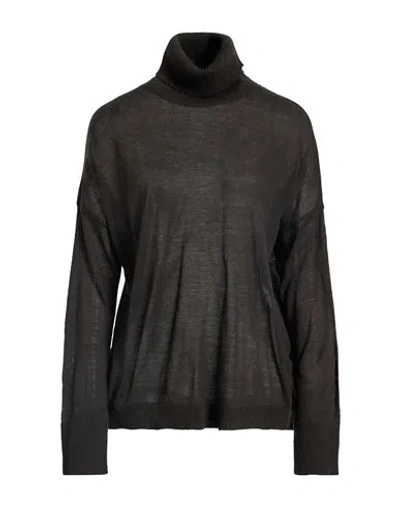 Croche Crochè Woman Turtleneck Dark Brown Size M Wool, Acrylic In Black