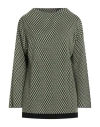 Croche Crochè Woman Turtleneck Green Size S Merino Wool, Acrylic In Gray
