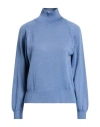 Croche Crochè Woman Turtleneck Light Blue Size S Merino Wool, Acrylic