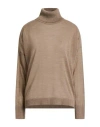 Croche Crochè Woman Turtleneck Light Brown Size M Wool, Acrylic