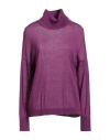 Croche Crochè Woman Turtleneck Purple Size S Merino Wool, Acrylic