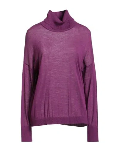 Croche Crochè Woman Turtleneck Purple Size S Merino Wool, Acrylic