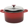 Crock Pot 3 Quart Enameled Cast Iron Dutch Oven With Borosilicate Lid In Red