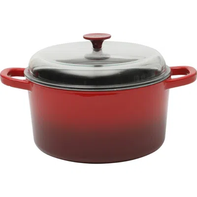 Crock Pot 3 Quart Enameled Cast Iron Dutch Oven With Borosilicate Lid In Red