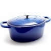 Crock-pot Artisan 7 Quart Enameled Cast Iron Oval Dutch Oven In Sapphire Blue In Blue