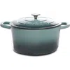 Crock-pot Artisan 7 Quart Round Cast Iron Dutch Oven In Slate Grey In Blue