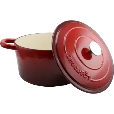 Crock-pot 7 Quart Round Cast Iron Dutch Oven In Red