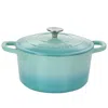 Crock-pot Artisan 2 Piece 5 Quarts Enameled Cast Iron Dutch Oven In Aqua Blue In Blue