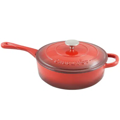 CROCK-POT ARTISAN 3.5 QUART ENAMELED CAST IRON DEEP SAUTÉ PAN WITH SELF BASTING LID IN SCARLET RED