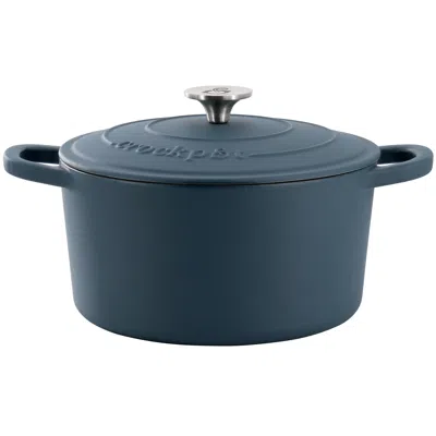 Crock-pot Artisan 5 Quart Enameled Cast Iron Dutch Oven In Matte Navy Blue