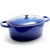 Crock-pot Artisan 7 Quart Enameled Cast Iron Oval Dutch Oven In Sapphire Blue In Blue