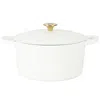 Crock-pot Artisan 7 Quart Round Enameled Cast Iron Dutch Oven With Lid In Linen In White