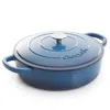 Crock-pot Artisan Enameled 5 Quart Cast Iron Round Braiser Pan With Self Basting Lid In Sapphire Blue In Blue