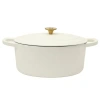 Crock-pot Crockpot 7 Quart Oval Enameled Cast Iron Dutch Oven In White