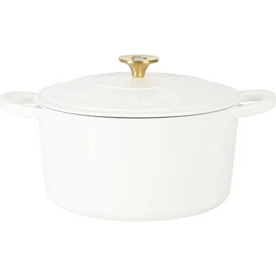 Crock-pot Crockpot 7 Quart Round Enameled Cast Iron Dutch Oven With Lid In White