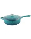 Crock-pot Crockpot Artisan 3.5qt Enameled Cast Iron Deep Saute Pan With Self Basting Lid In Teal