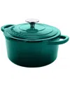 Crock-pot Crockpot Artisan 3qt Enameled Cast Iron Casserole With Lid In Teal