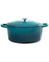 Crock-pot Artisan 5 Quart Round Enameled Cast Iron Dutch Oven In Teal Ombre In Teal