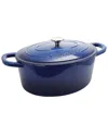 Crock-pot Artisan 7 Quart Enameled Cast Iron Oval Dutch Oven In Sapphire Blue In Blue