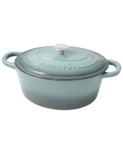 Crock-pot Crockpot Artisan 7qt Enameled Cast Iron Oval Dutch Oven In Grey