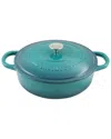 Crock-pot Crockpot Artisan Enameled Cast Iron 5qt Round Braiser Pan With Self Basting Lid In Teal