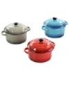 Crock-pot Pembury 3 Piece 9.6 Ounce Stoneware Assorted Casserole Dish Set In Red
