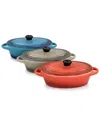 Crock-pot Crockpot Wexford 3pc 6.7oz Stoneware Mini Oval Casserole Set In Red