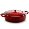 Crock-pot Enameled Cast Iron 5 Quart Round Braiser Pan With Self Basting Lid In Red