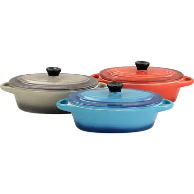 Crock-pot Wexford 3 Piece 6.7oz Stoneware Mini Oval Casserole Set In Multi